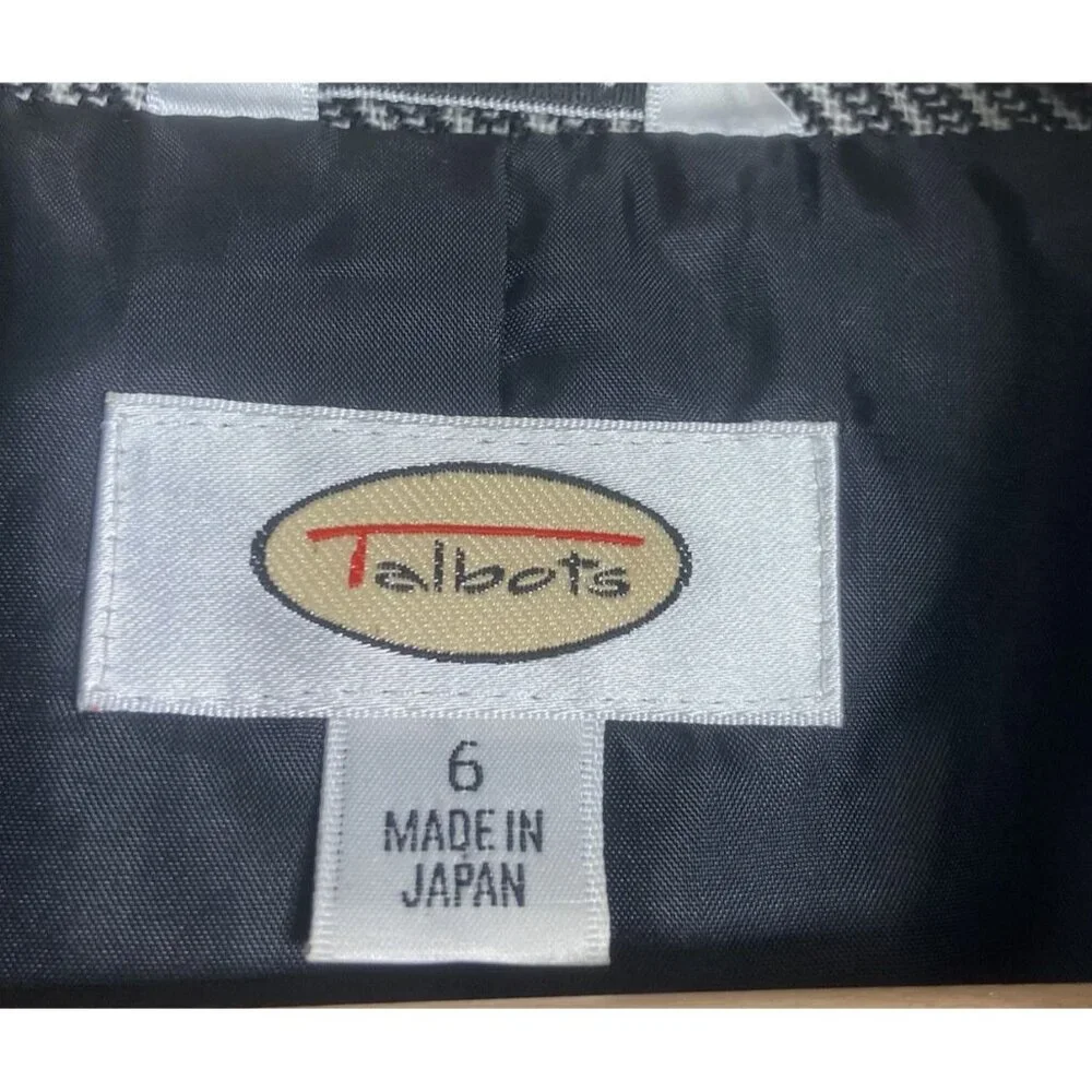 Talbots Blazer Jacket Women's 6 Black & White Striped Tie Waist‎ Notch Lapel